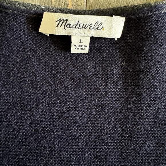 Madewell Womens Kimball Pullover Sweater Size L Blue Gray Colorblock Scoop Neck - Picture 3 of 7
